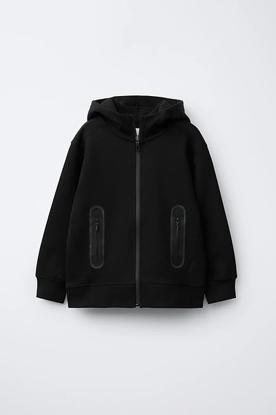 SPORTY INTERLOCK ZIPPER SWEATSHIRT