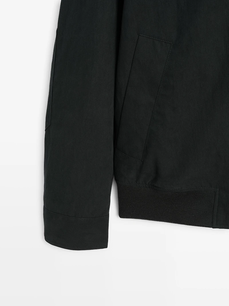 Peach-effect jacket with elbow patch details