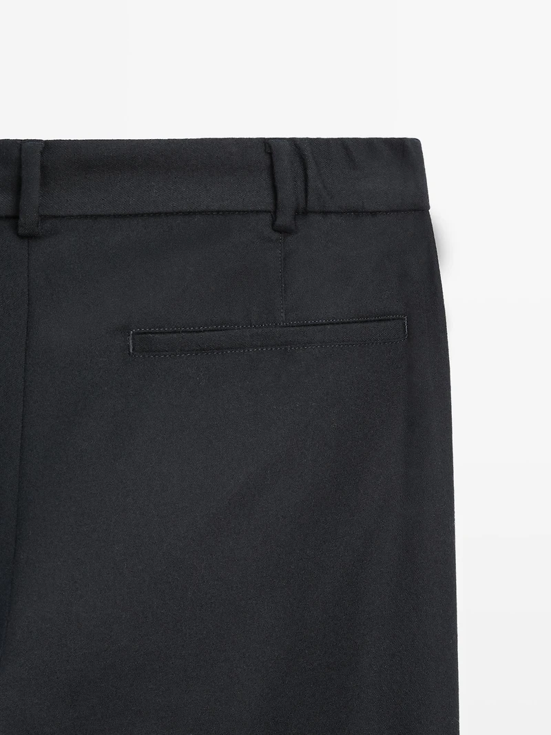 Pantalon en flanelle 100 % laine élastiqué sur le côté