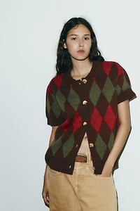 VESTE POLO EN MAILLE LOSANGES