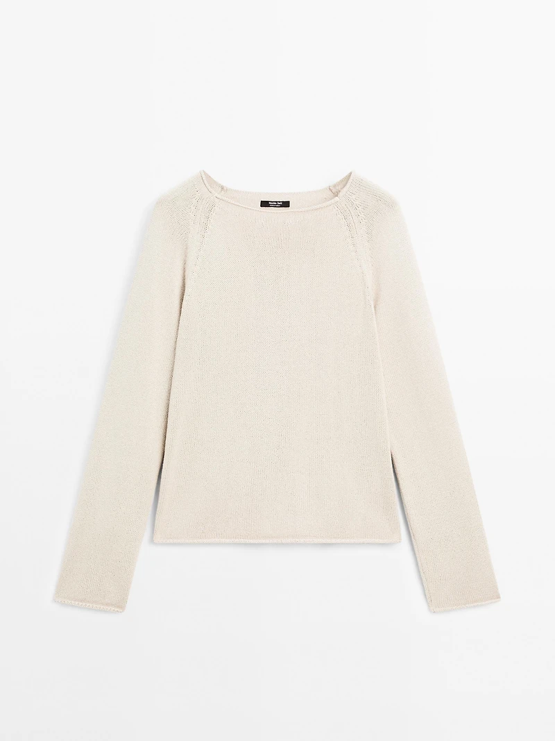Purl knit cutwork sweater