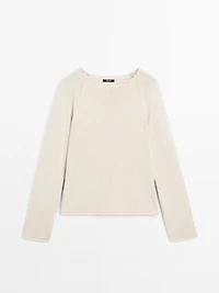 Purl knit cutwork sweater