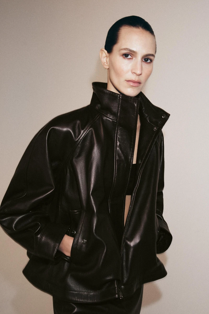 BLOUSON BOMBER 100 % CUIR ZW COLLECTION