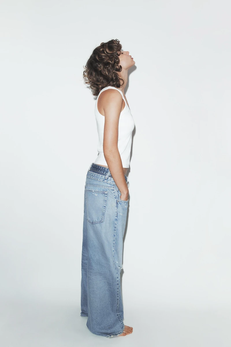 TRF DOUBLE WAIST MID-RISE STRAIGHT JEANS