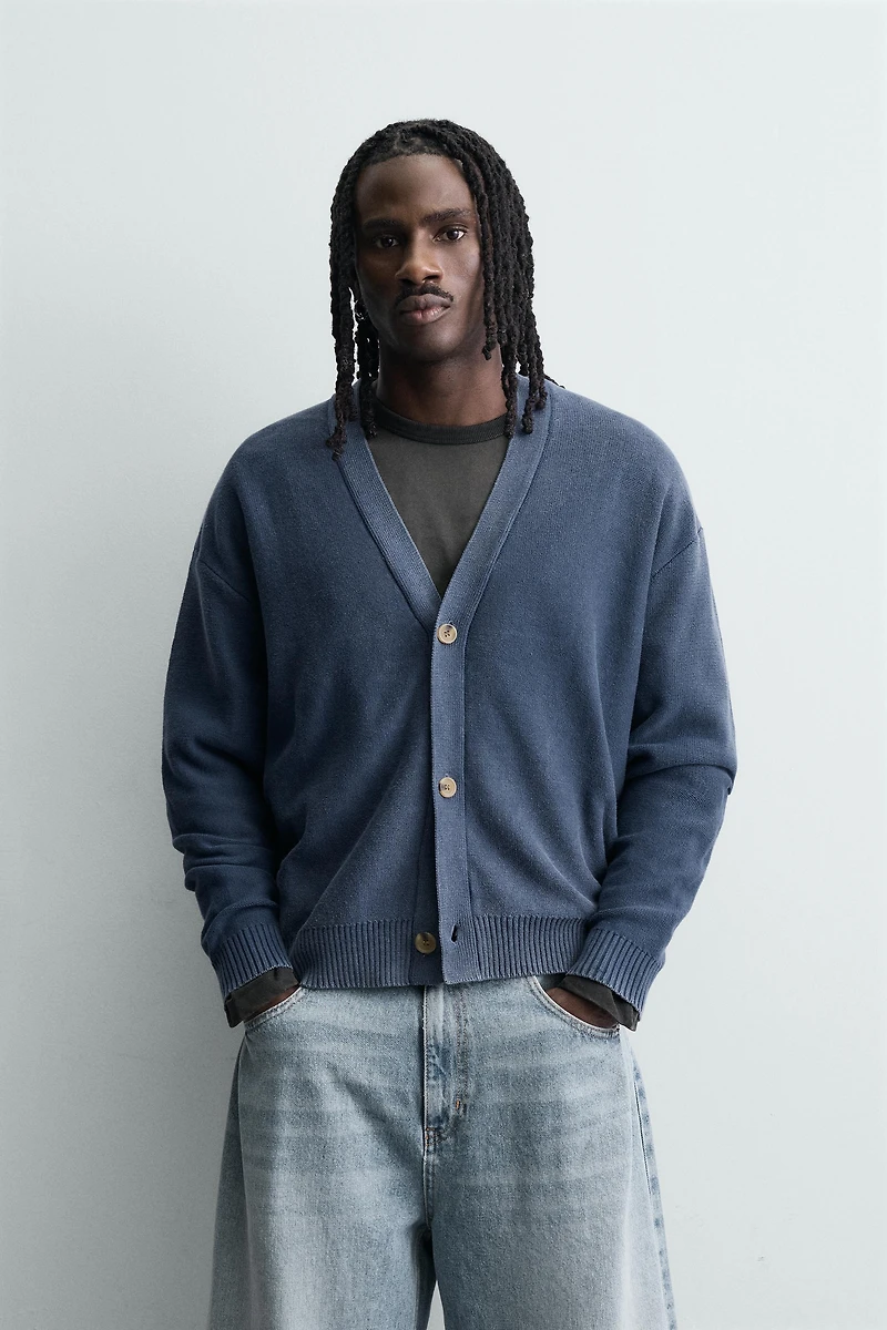 CARDIGAN RELAXED FIT DÉLAVÉ