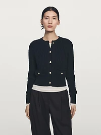Cable-knit cardigan with gold buttons