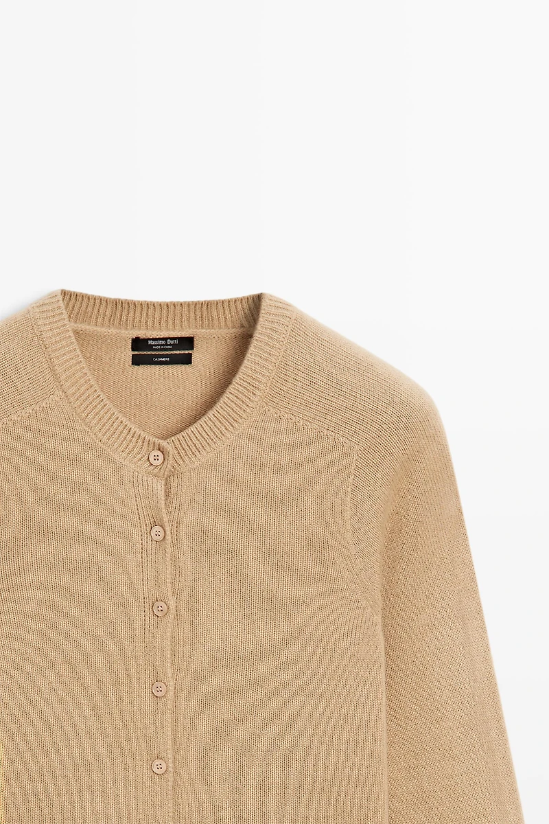 100% cashmere cropped knit cardigan