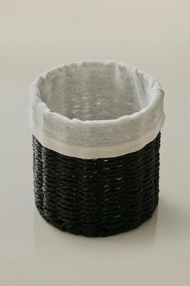 ROUND COTTON-LINED BASKET
