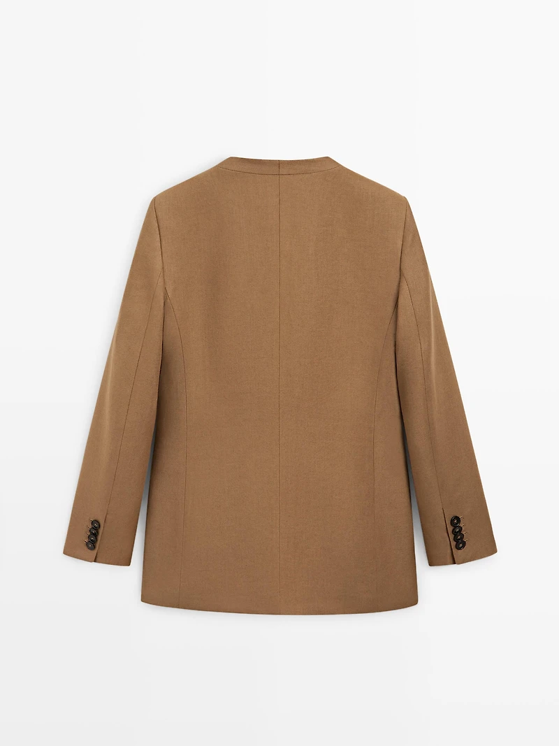 Blazer croisé sans revers 100 % lin