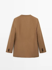 Blazer croisé sans revers 100 % lin