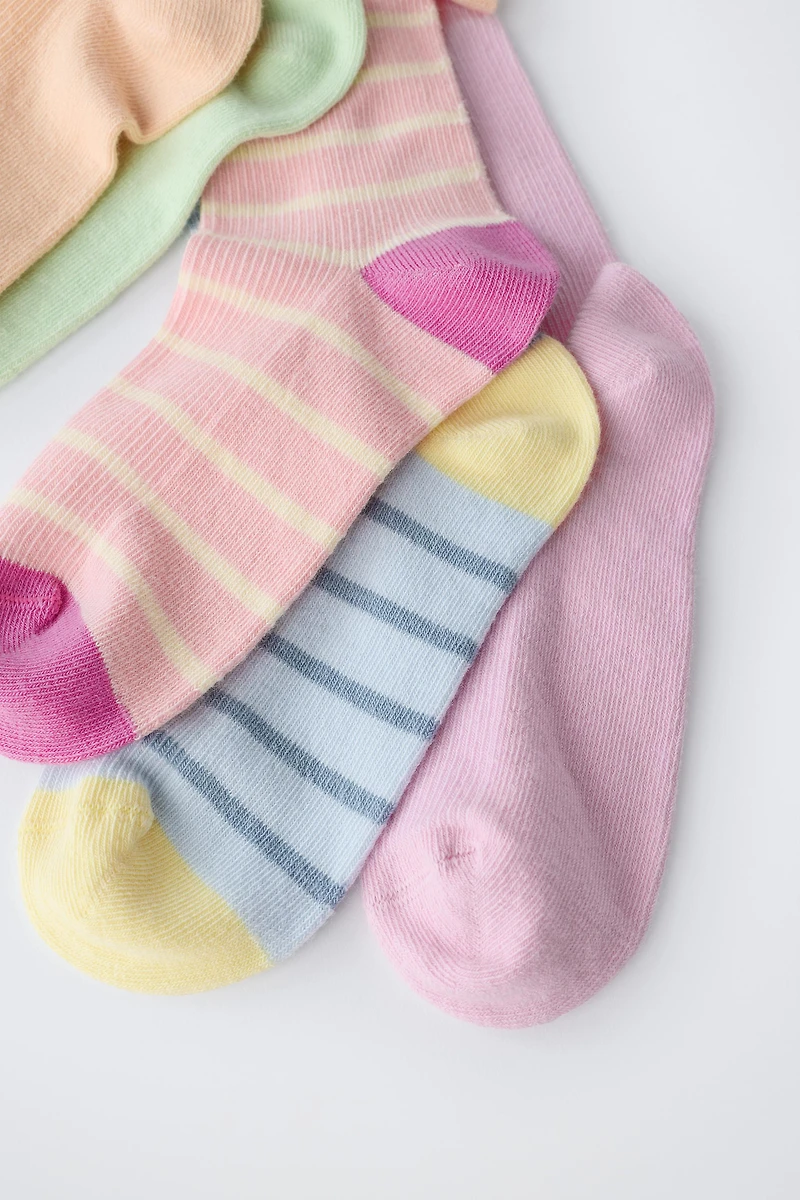 LOT DE CINQ CHAUSSETTES HAUTES À RAYURES