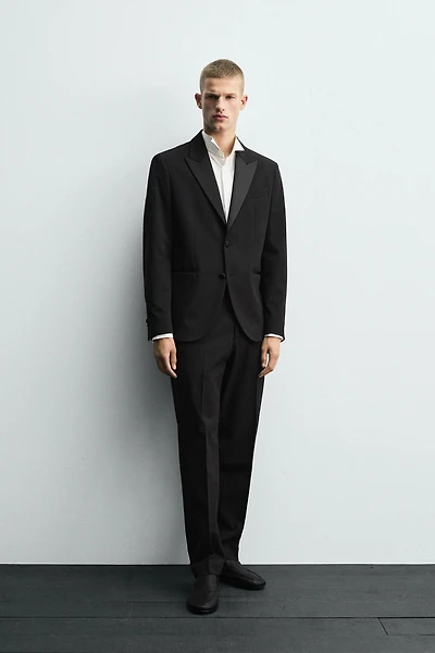 WOOL BLEND TUXEDO SUIT BLAZER