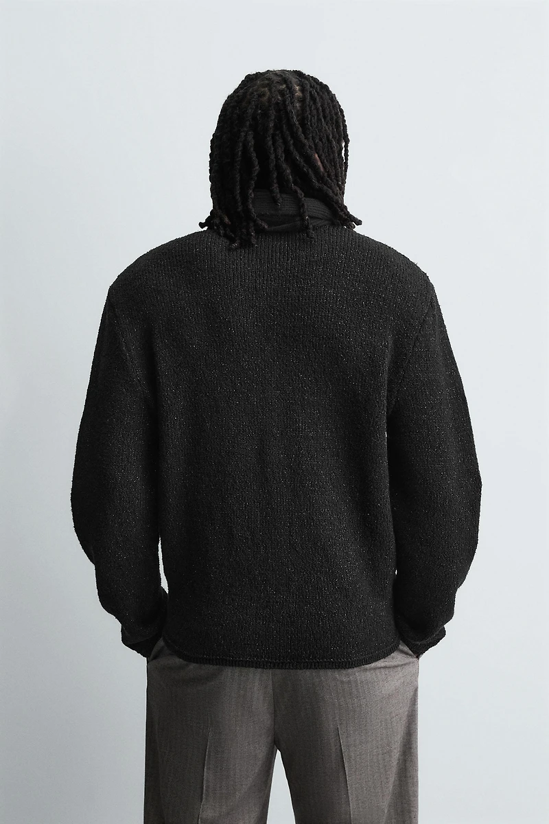 SHINY TEXTURED CARDIGAN