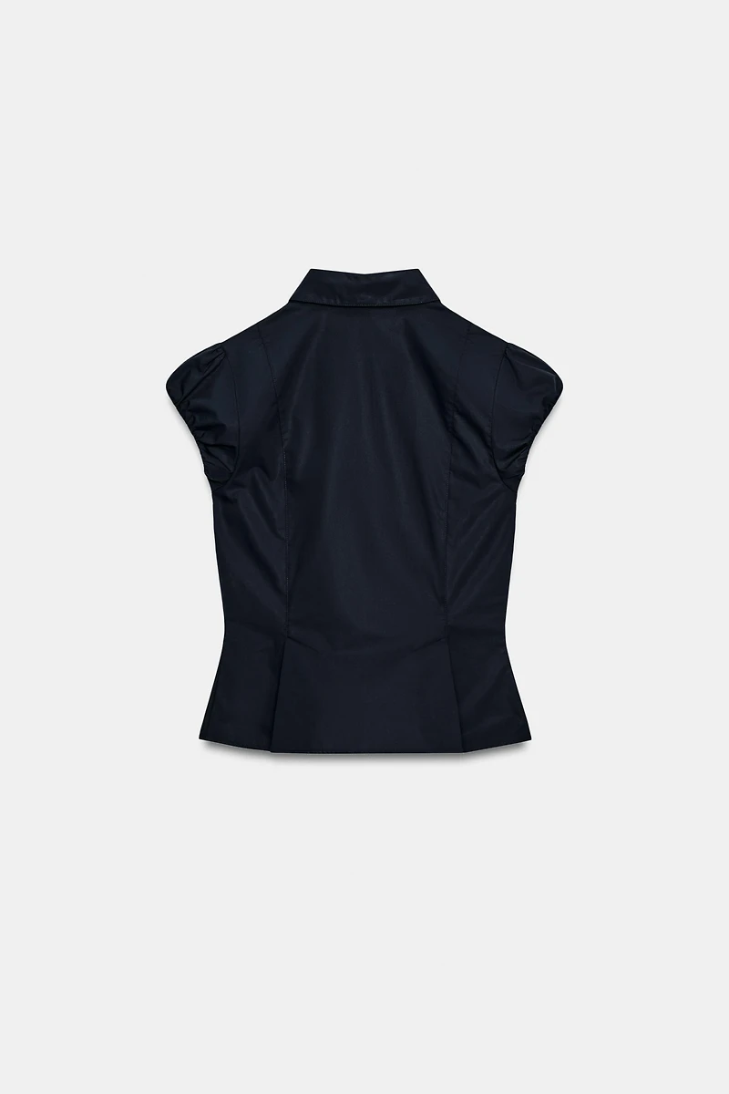 FITTED SHIRT WITH POCKETS AND SCARF DETAIL