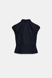 FITTED SHIRT WITH POCKETS AND SCARF DETAIL