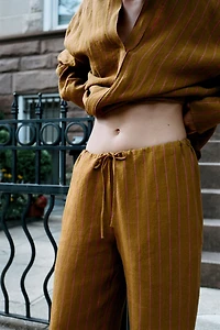 100% LINEN STRIPED TROUSERS