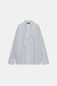 CHEMISE EN POPELINE À RAYURES FOULARD