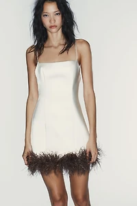 FEATHER SATIN EFFECT DRESS
