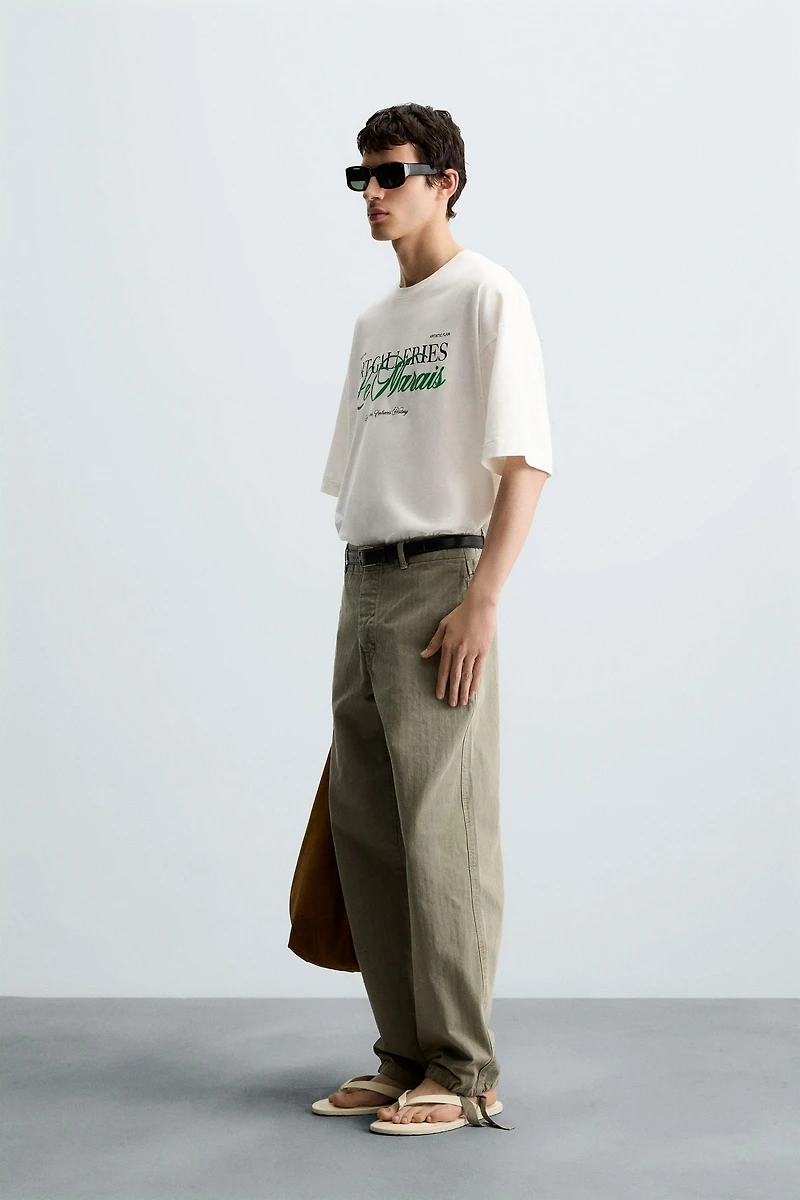 OVERSIZED PRINTED TEXT T-SHIRT