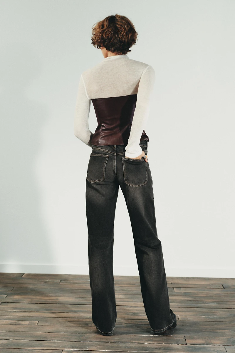 STUDDED FAUX LEATHER BANDEAU TOP