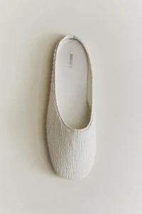 PLEATED SLIPPERS WITH LEATHER SOLE