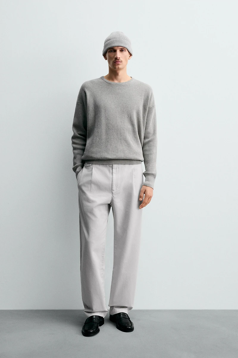 TEXTURED COTTON SWEATER
