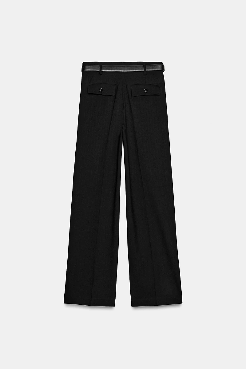 HIGH-WAISTED BELTED PANTS