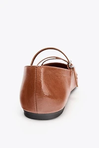 LEATHER SQUARE TOE BALLET FLATS