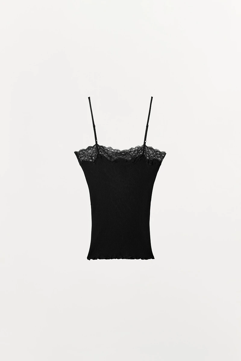 RIBBED LACE TOP