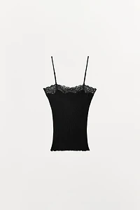 RIBBED LACE TOP