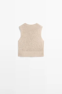 Linen blend knit top