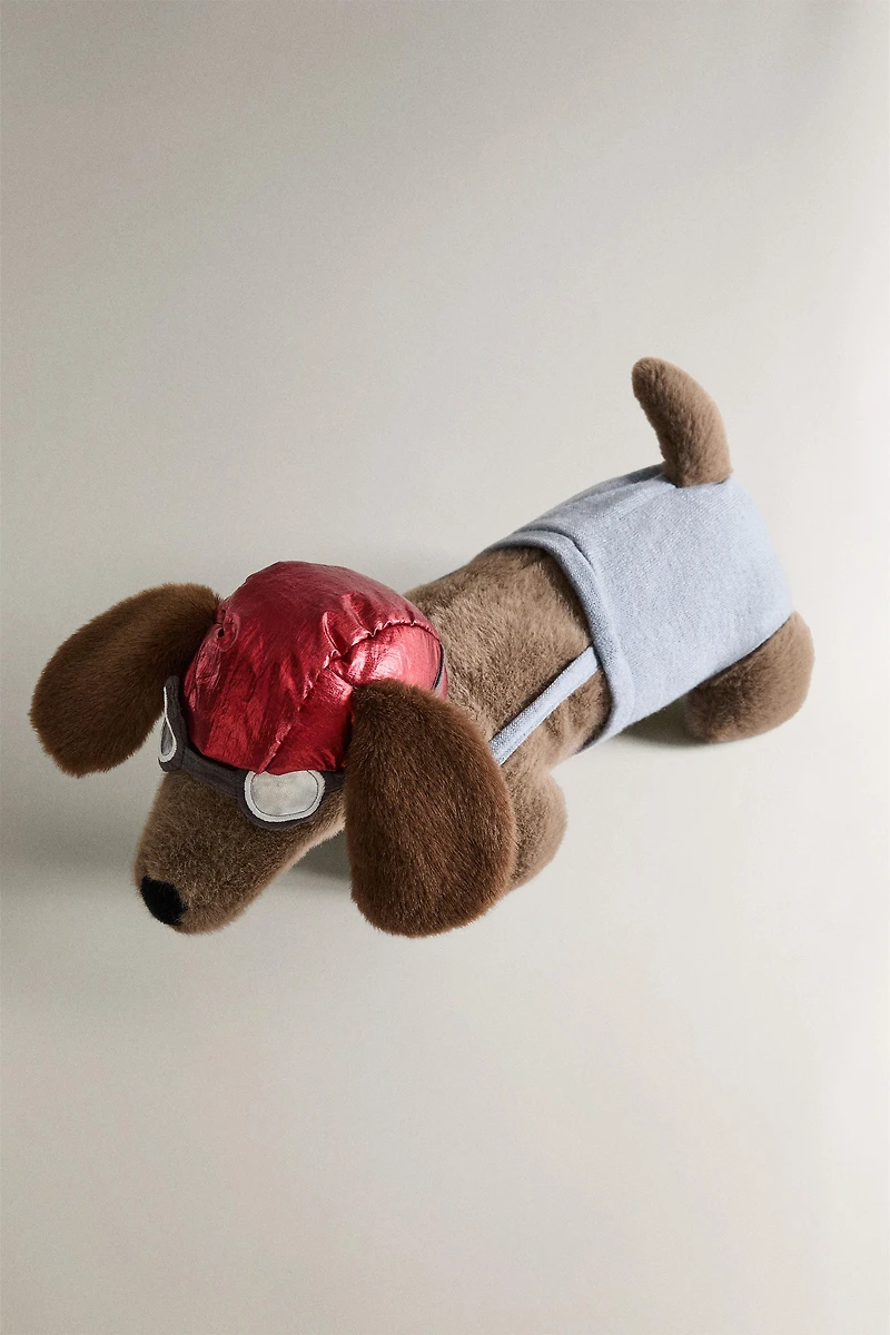 PELUCHE ENFANT CHIEN TECKEL AVIATEUR
