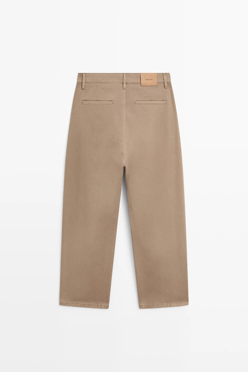 Faux jean barrel en popeline