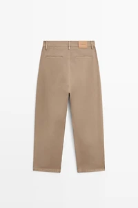 Faux jean barrel en popeline