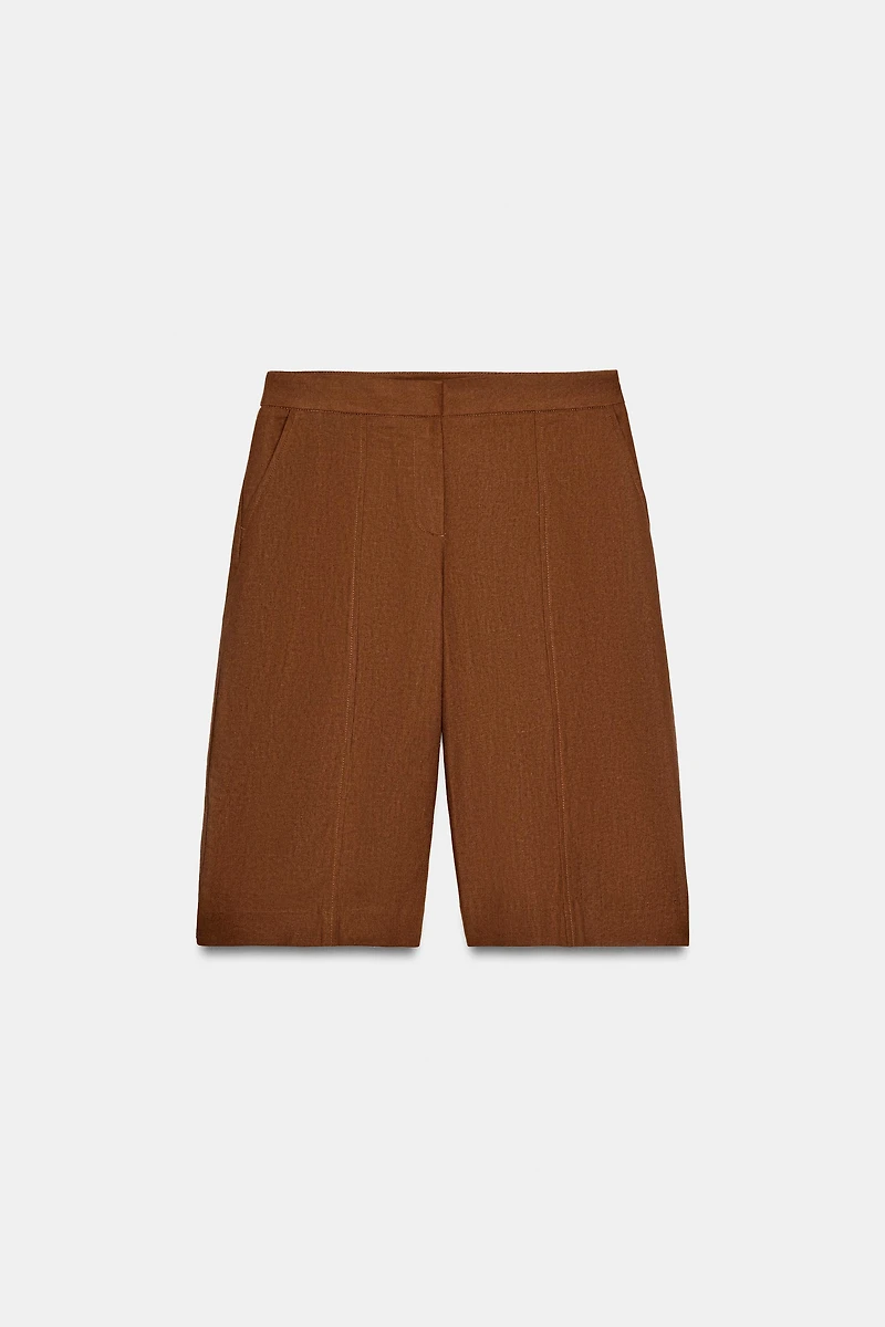 LONG LINEN SHORTS