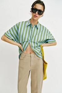 IRONED STRIPE BARREL PANTS