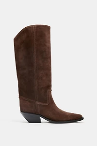 SPLIT LEATHER HEELED COWBOY BOOTS