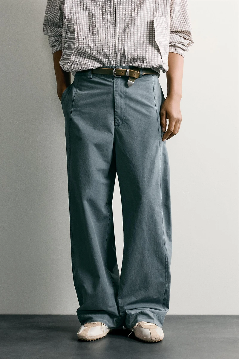 WASHED RELAXED FIT PANTS WITH TABS