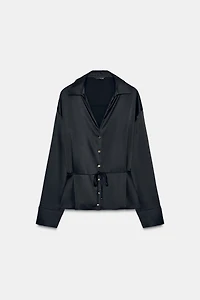 SATIN EFFECT BLOUSE WITH THIN BELT
