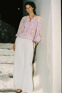 CHEMISE EN MATIÈRES VARIÉES CROCHET