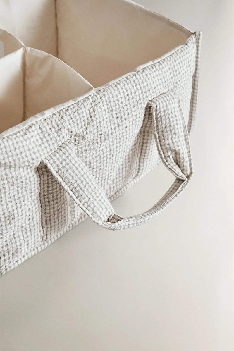 GINGHAM BABY CLOTHES ORGANIZER WITH HANDLE