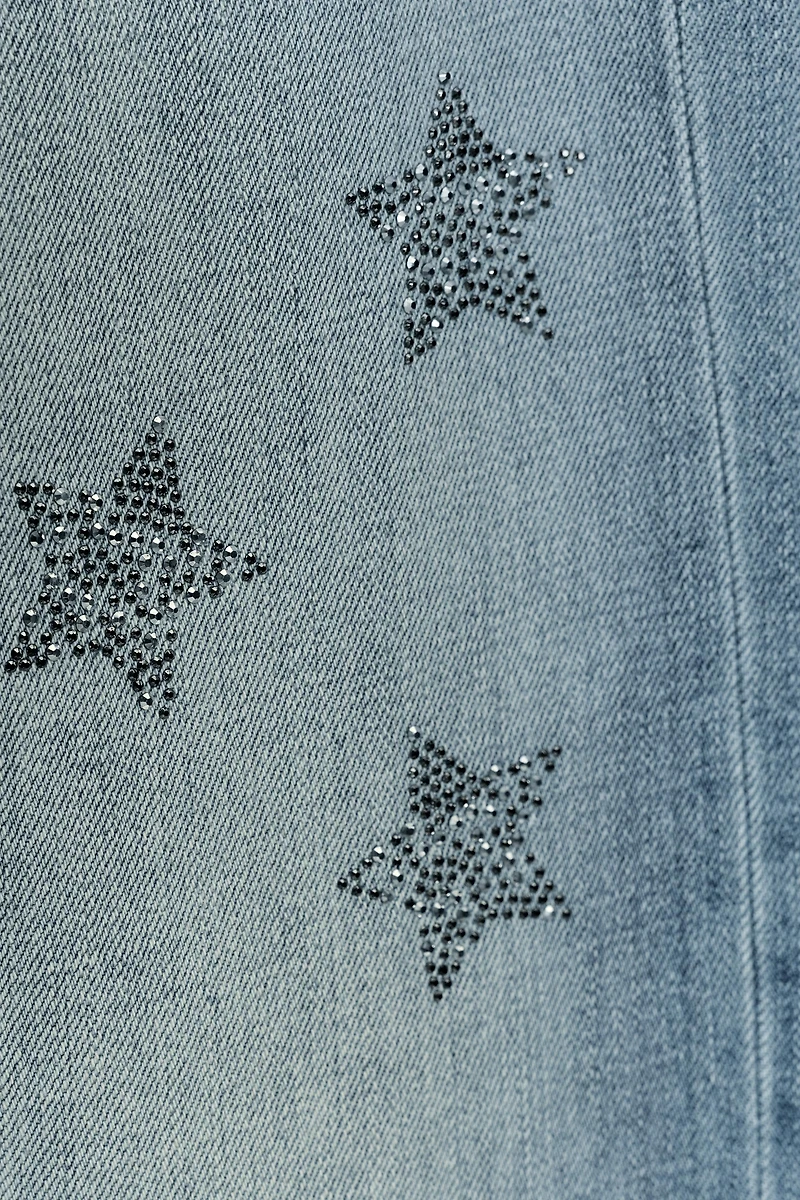 JEAN TRF WIDE LEG STRASS TAILLE BASSE