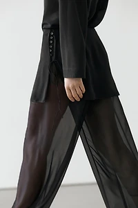 Flowing contrast silk pants