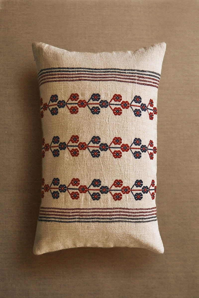 CHRISTMAS LINEAR EMBROIDERED THROW PILLOW COVER