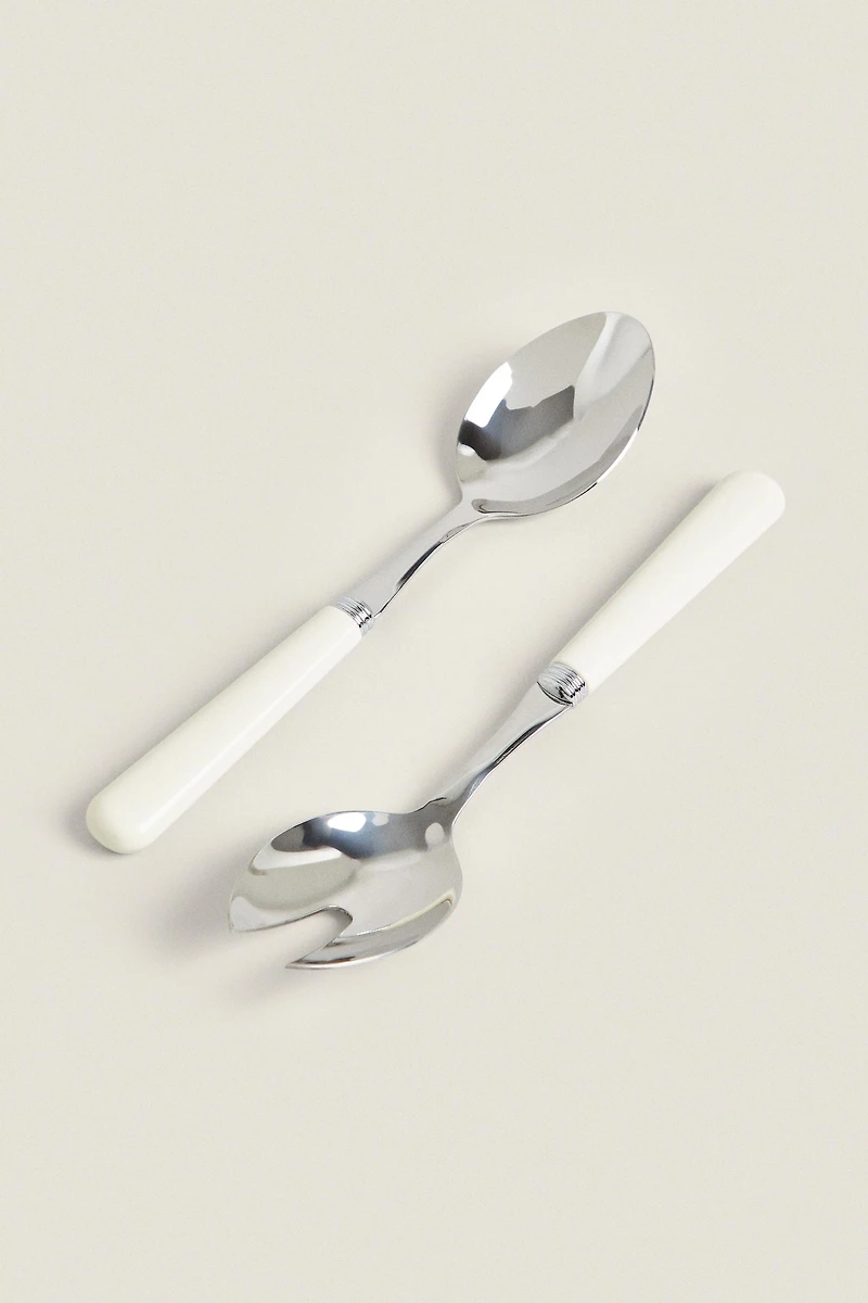 SALAD FLATWARE SET WITH COLORED HANDLE (SET OF 2)