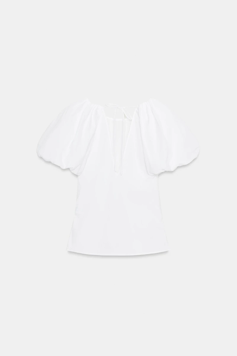 BALLOON SLEEVE POPLIN TOP