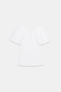 BALLOON SLEEVE POPLIN TOP