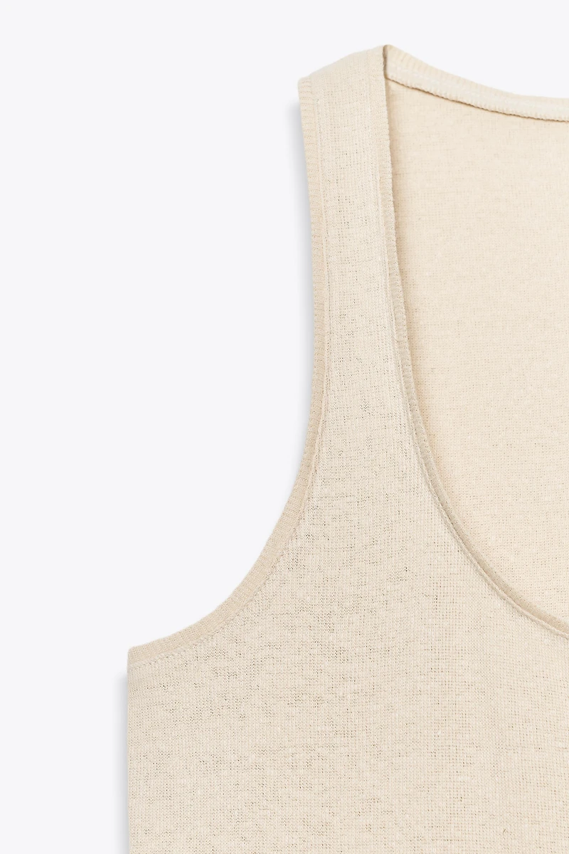LINEN AND COTTON BLEND STRAPPY TOP