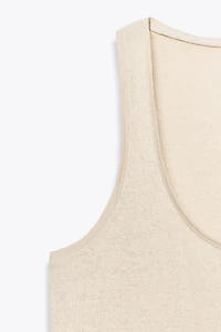 LINEN AND COTTON BLEND STRAPPY TOP