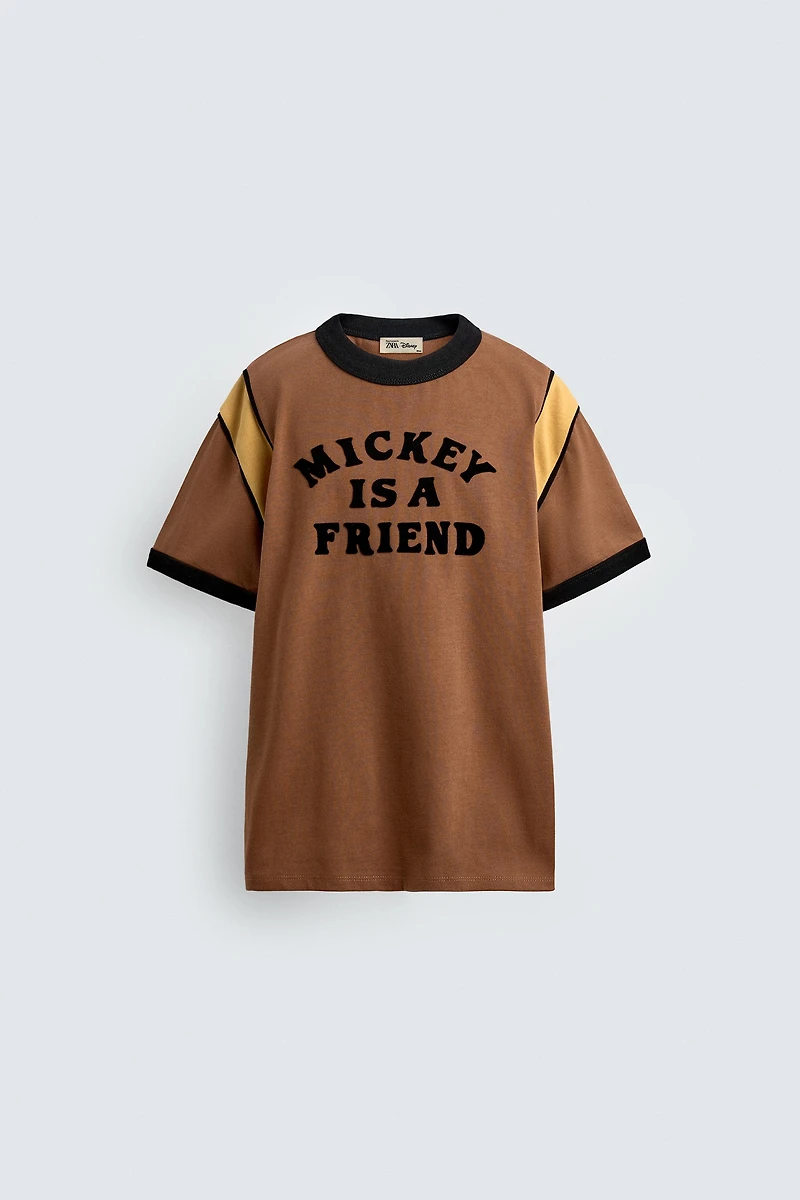 RIB T-SHIRT WITH CONTRAST SLOGAN HARRY LAMBERT FOR ZARA X DISNEY